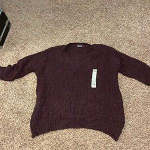 Burgundy v-neck sweater